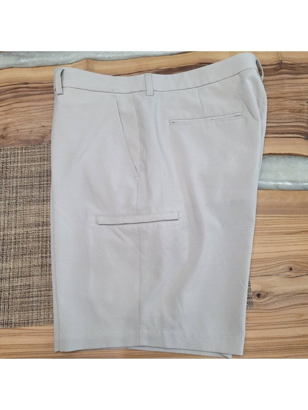 Pro Tour Mens Golf Shorts Size 38 Stone Beige Performance Stretch Flat Front 9in